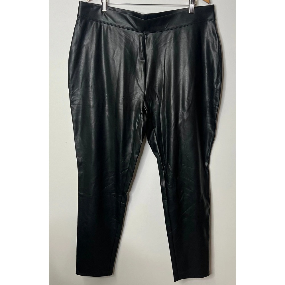 Ashley Stewart Black Faux Leather Pull-On Leggings - Size 22/24